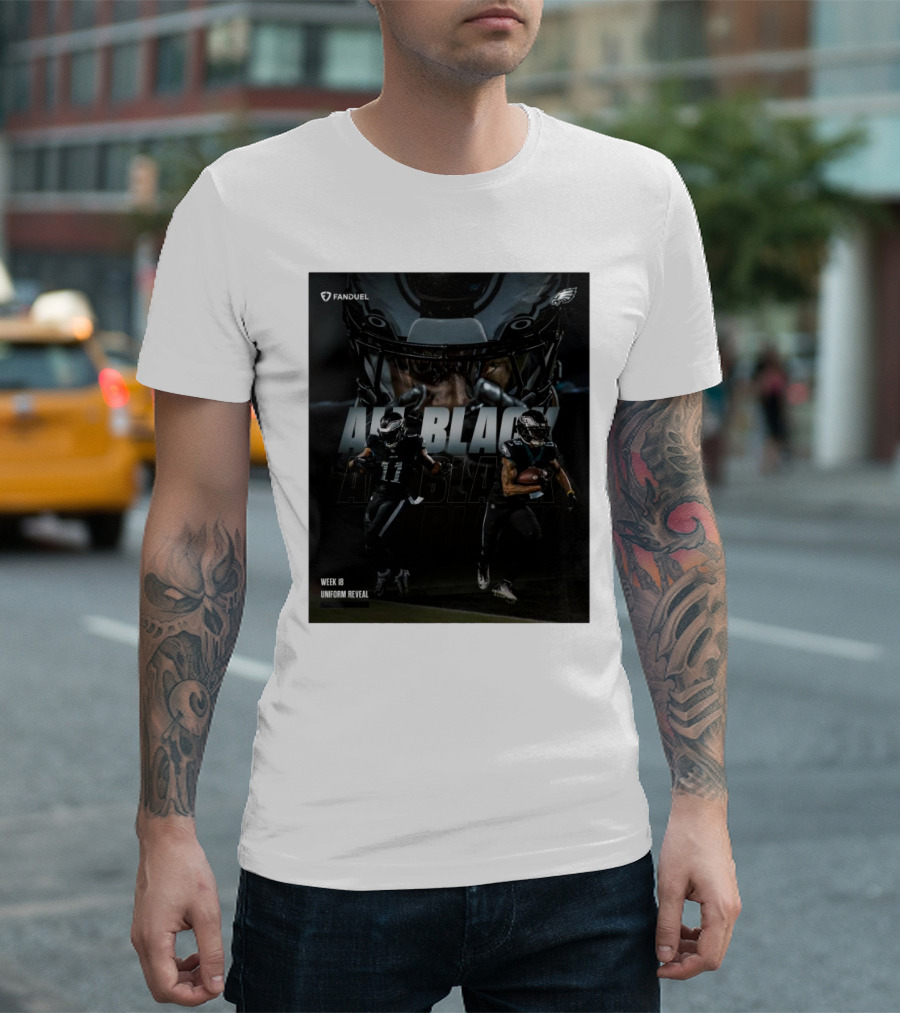 Philadelphia Eagles Fanduel All Black Week 18 Uniform Reveal T-Shirt