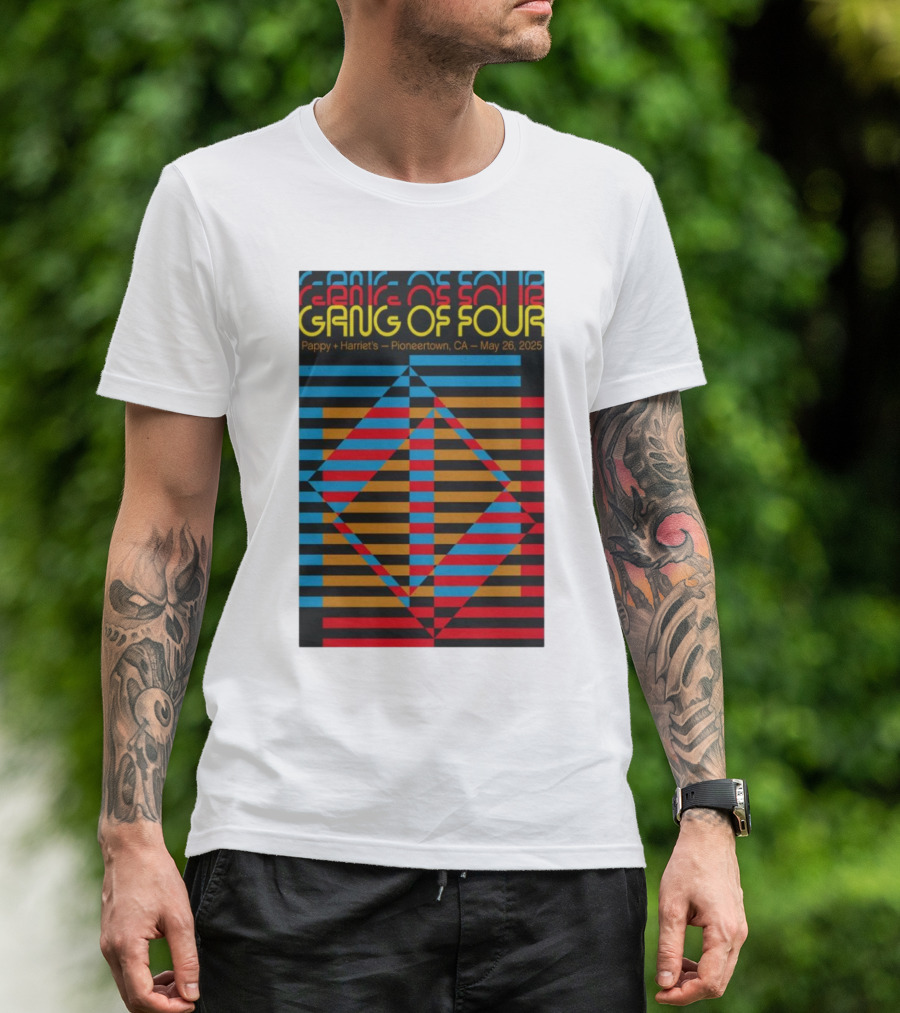 Gang Of Four May 26 2025 Pappy And Harriet's Pioneertown CA Psychedelic Geometric Tour T-Shirt