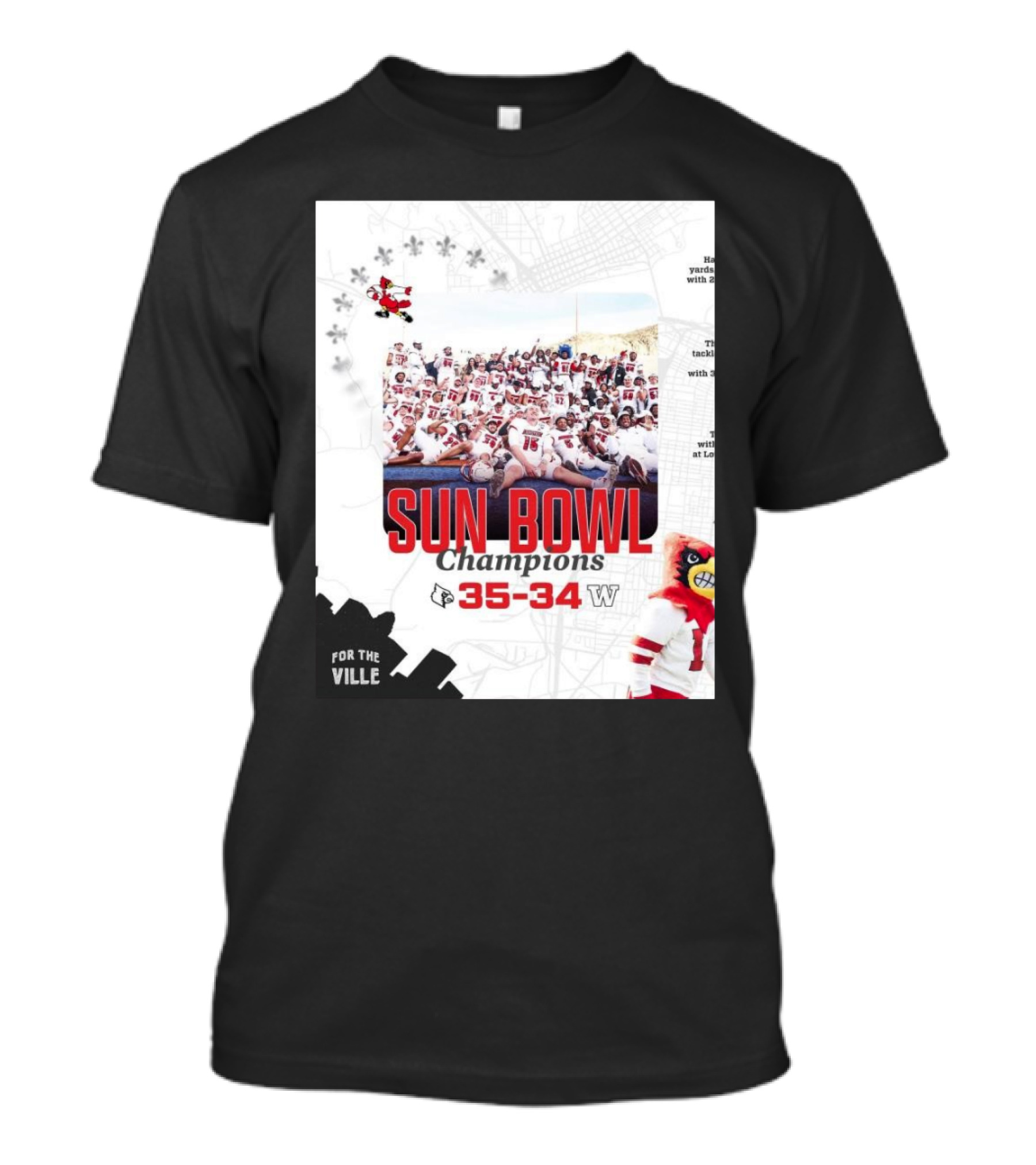Sun Bowl Champions Louisville Cardinals Vs Washington Huskies 35-34 For The Ville T-Shirt