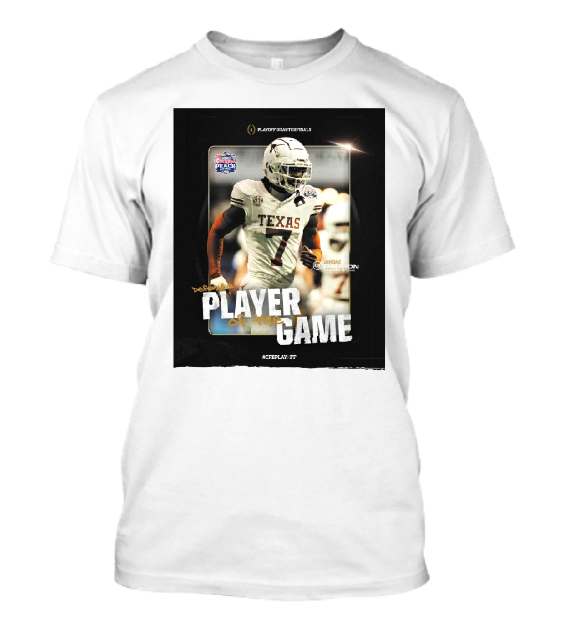 Jahdae Barron Texas Longhorns Defensive Player Of The Game CFB Playoff Peach Bowl Quarterfinals T-Shirt