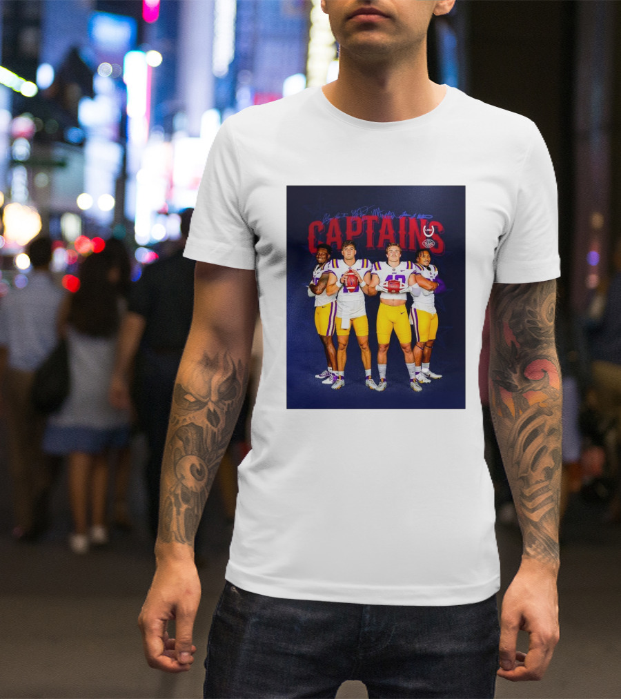 Texas Bowl LSU Tigers Captains Nussmeier Weeks Williams Penn Signatures T-Shirt