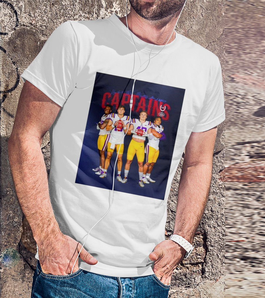 Texas Bowl LSU Tigers Captains Nussmeier Weeks Williams Penn Signatures T-Shirt