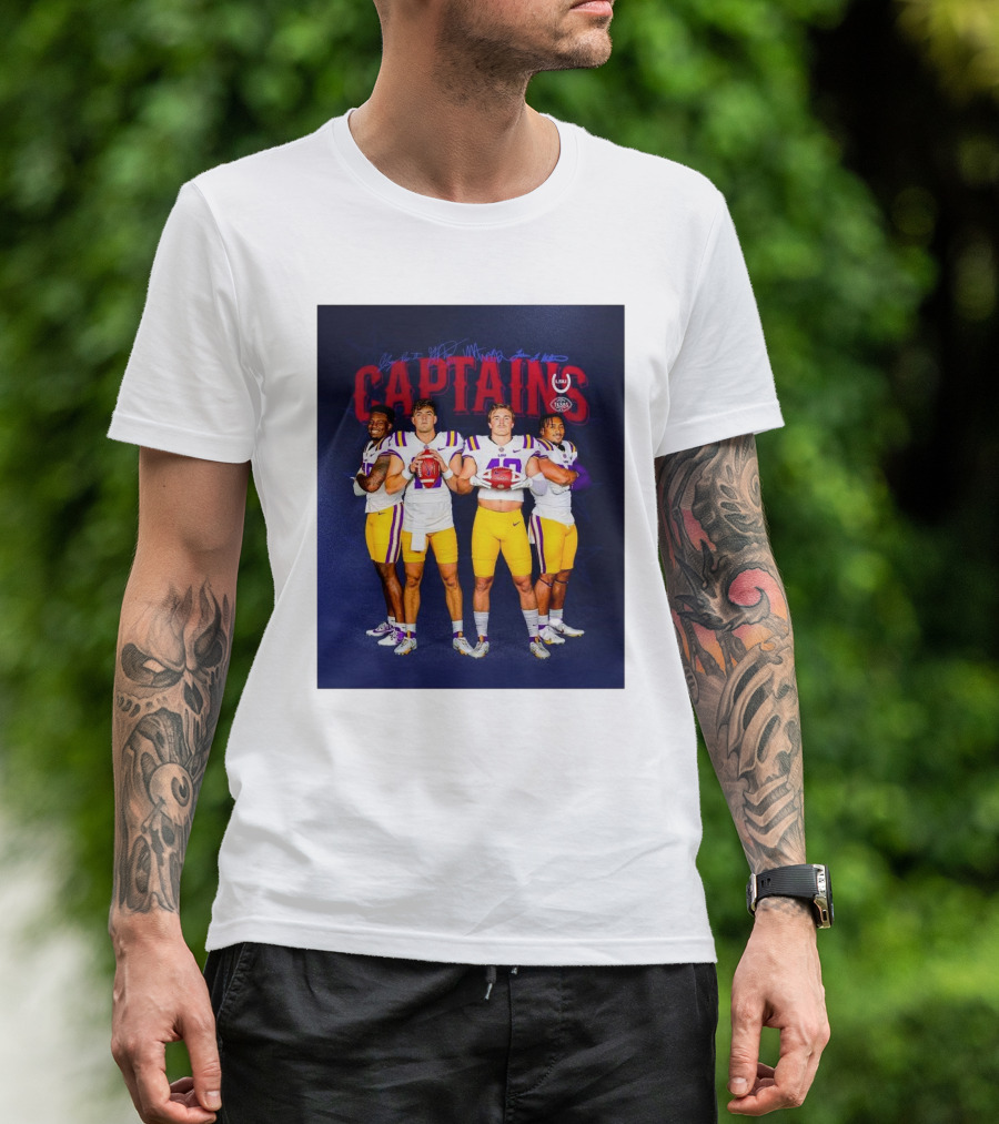 Texas Bowl LSU Tigers Captains Nussmeier Weeks Williams Penn Signatures T-Shirt