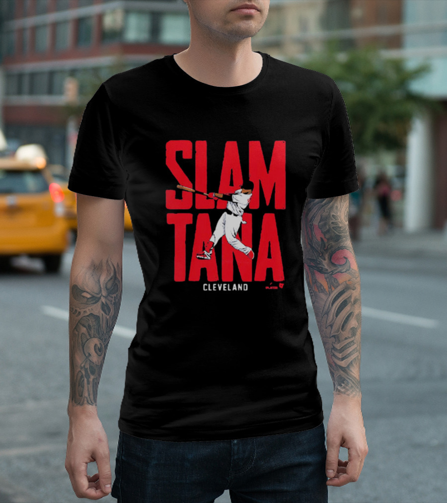 Slamtana Cleveland Guardians MLB Carlos Santana Baseball Player T-Shirt