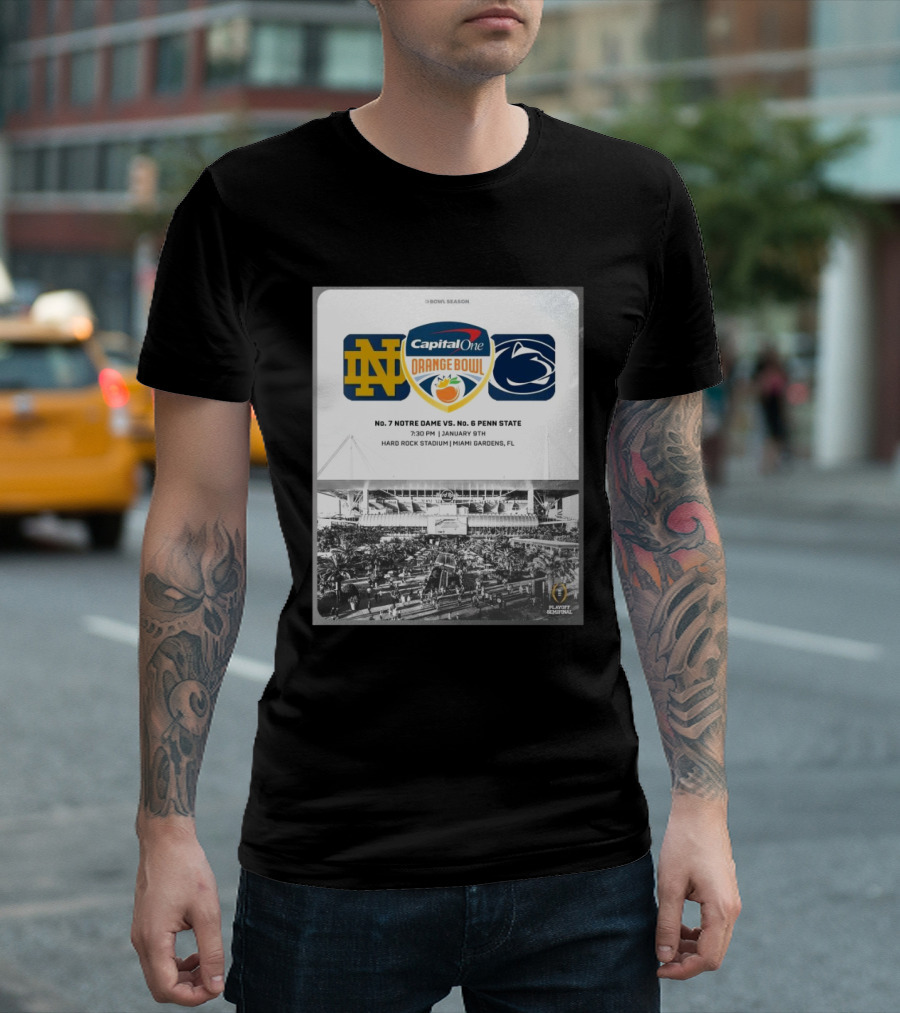 Notre Dame Fighting Irish Vs Penn State Nittany Lions Capital One Orange Bowl Hard Rock Stadium Miami Gardens Jan 9th T-Shirt