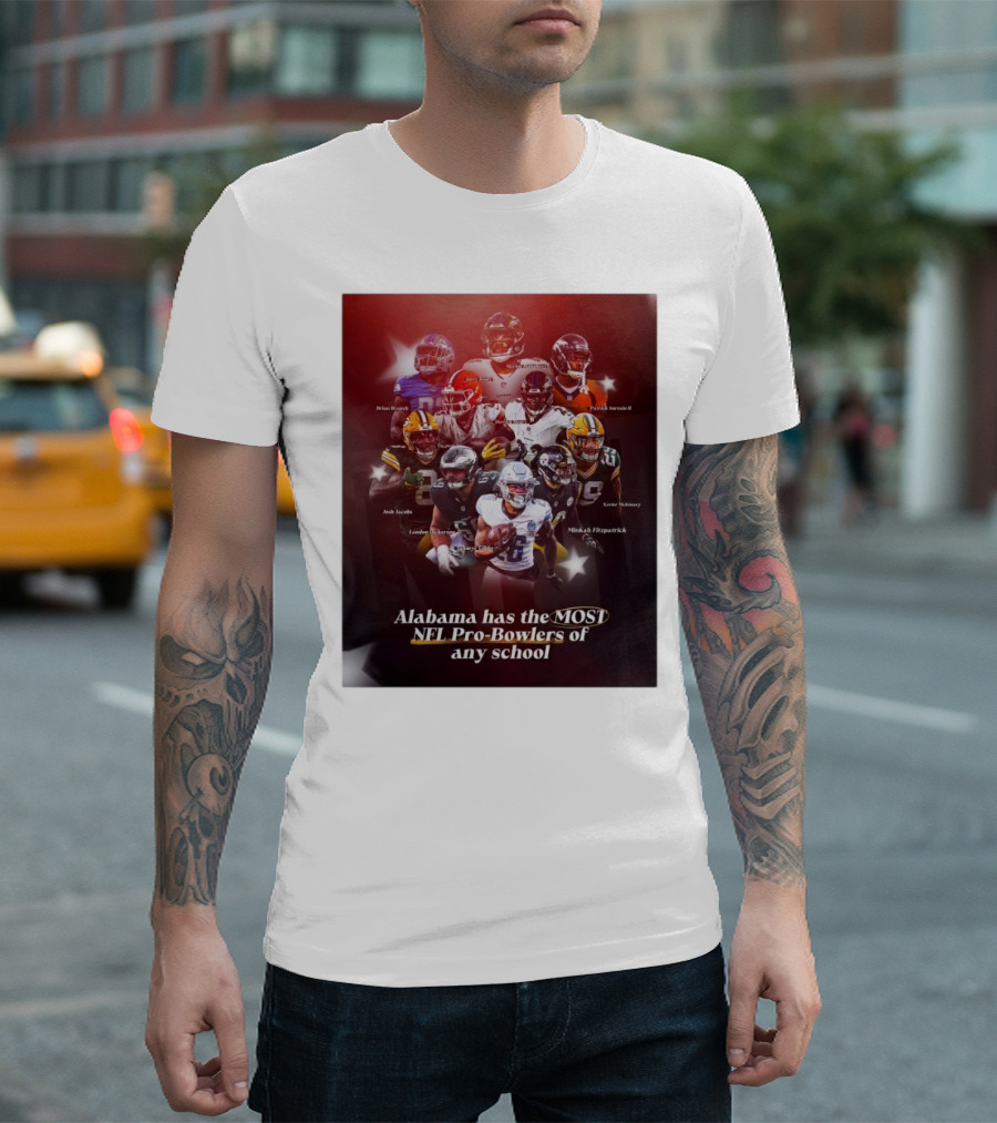 Alabama Has the Most NFL Pro-Bowlers of Any School Featuring NFL Stars Minkah Fitzpatrick and Derrick Henry T-Shirt