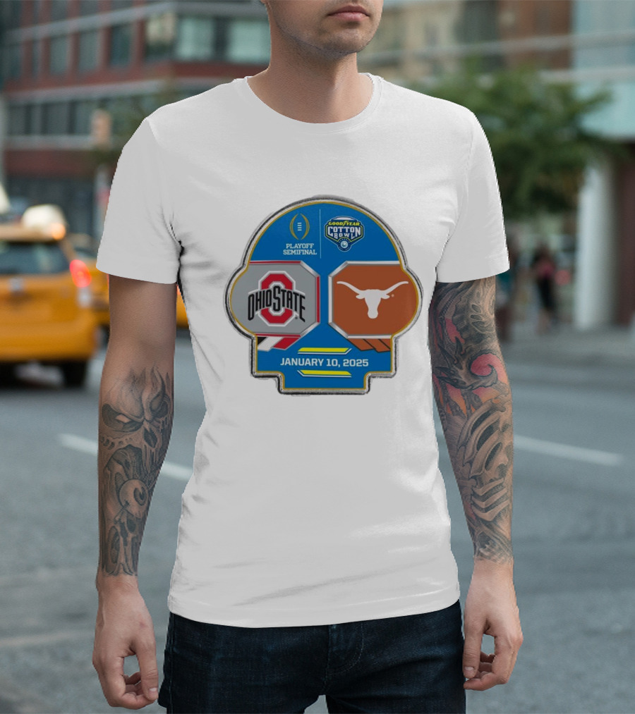 Ohio State Buckeyes Vs Texas Longhorns Playoff Semifinal Goodyear Cotton Bowl January 10 2025 T-Shirt