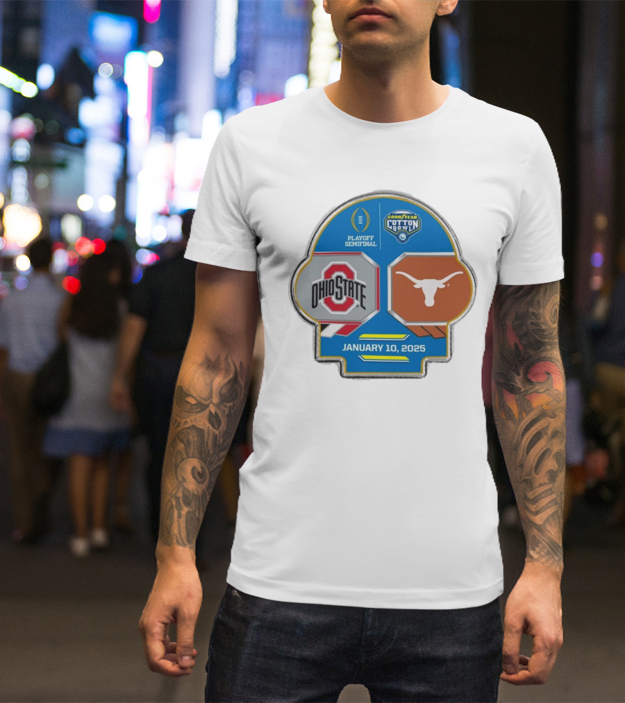 Ohio State Buckeyes Vs Texas Longhorns Playoff Semifinal Goodyear Cotton Bowl January 10 2025 T-Shirt