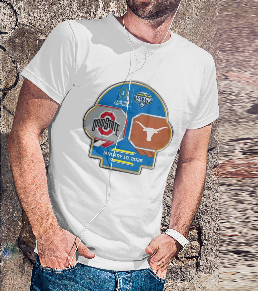 Ohio State Buckeyes Vs Texas Longhorns Playoff Semifinal Goodyear Cotton Bowl January 10 2025 T-Shirt