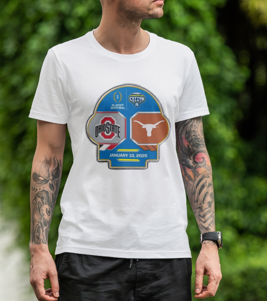 Ohio State Buckeyes Vs Texas Longhorns Playoff Semifinal Goodyear Cotton Bowl January 10 2025 T-Shirt