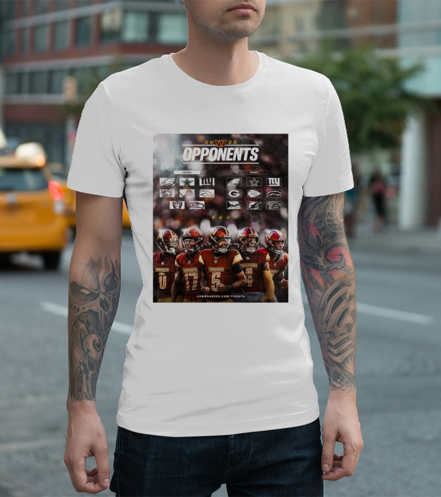 Washington Commanders 2025 Opponents Home and Away Eagles Giants Cowboys Bears Lions Broncos Raiders Seahawks Packers Falcons Rams Jets Commanders.com