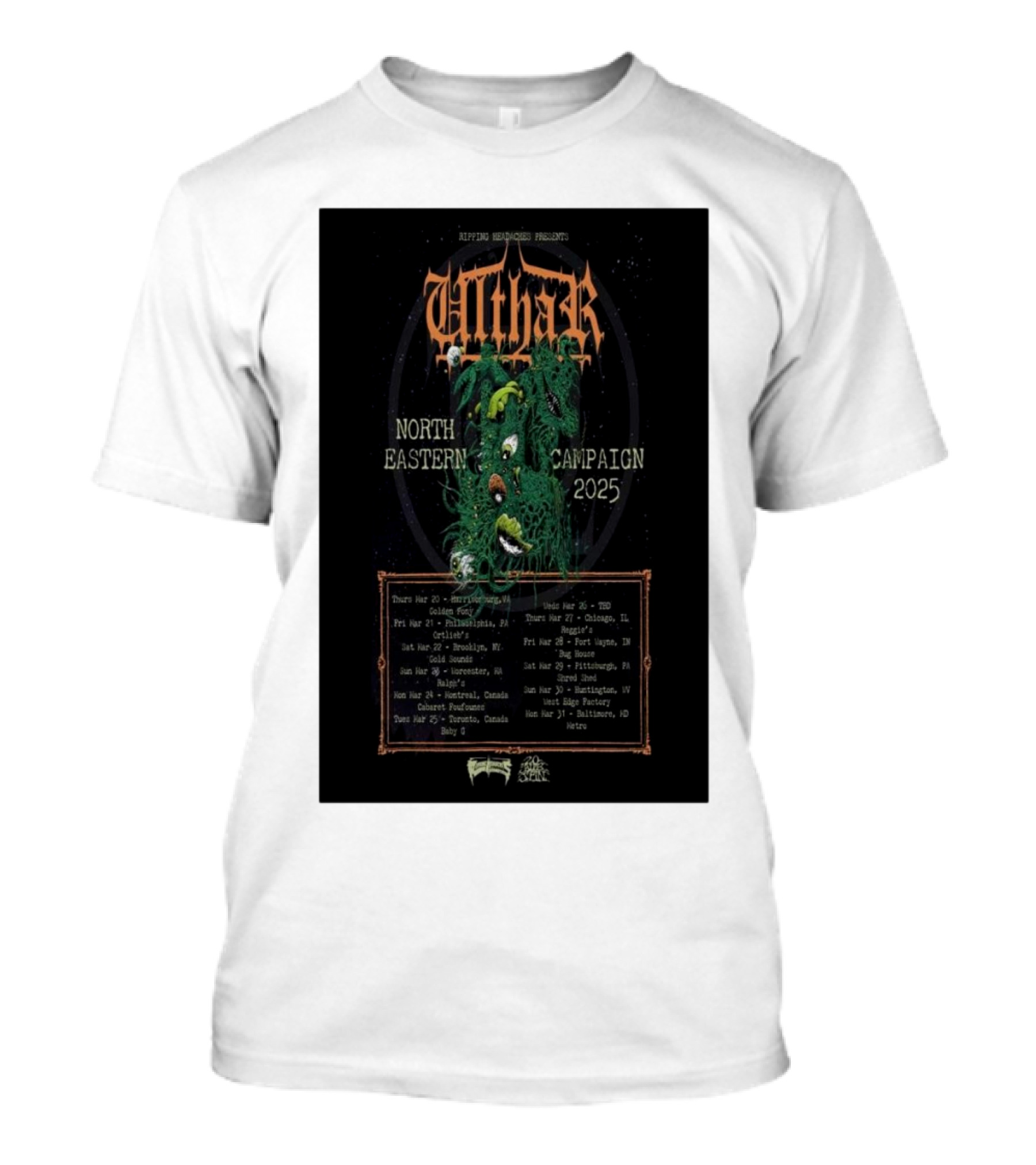 Ripping Headaches Presents Ulthar North Eastern Campaign Tour 2025 Tour Dates And Venues T-Shirt