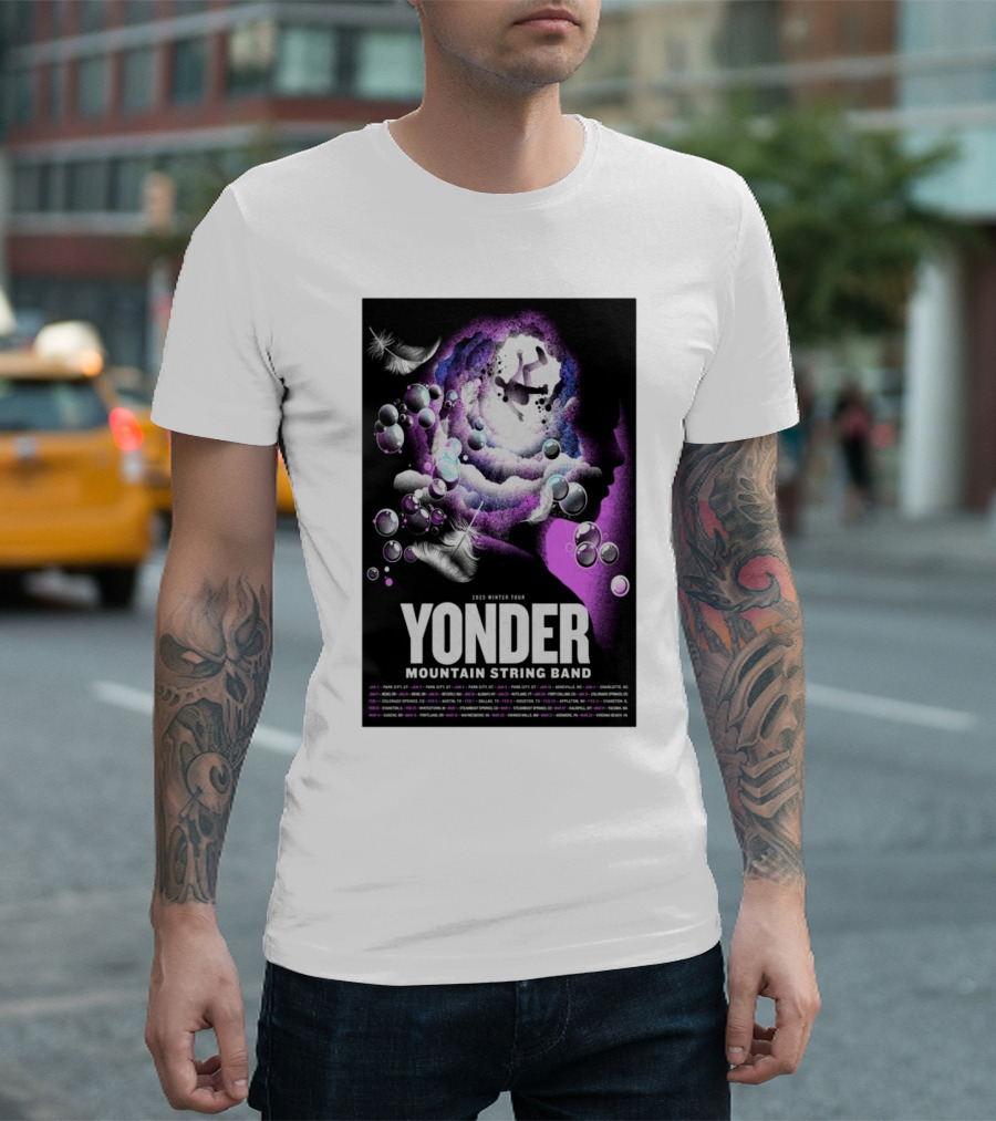 Yonder Mountain String Band 2025 Winter Tour Cosmic Silhouette Park City UT T-Shirt