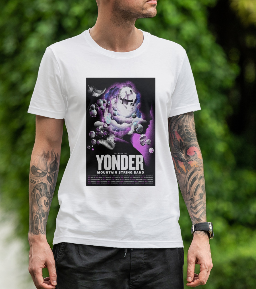 Yonder Mountain String Band 2025 Winter Tour Cosmic Silhouette Park City UT T-Shirt