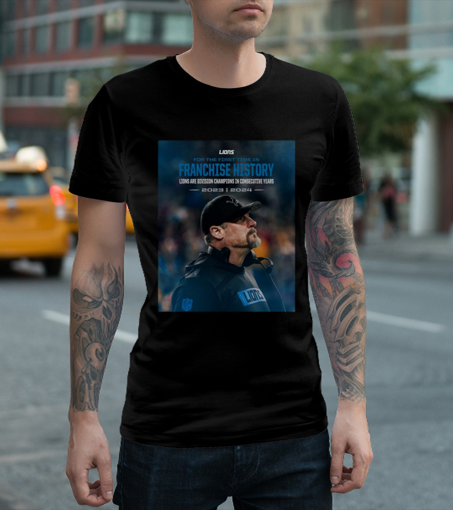 Lions Franchise History 2023-2024 Division Champions Consecutive Years T-Shirt