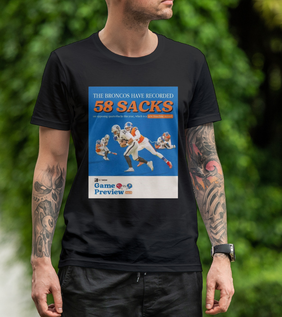Game Preview Kansas City Chiefs Vs Denver Broncos 58 Sacks New Franchise Record Week 13 T-Shirt