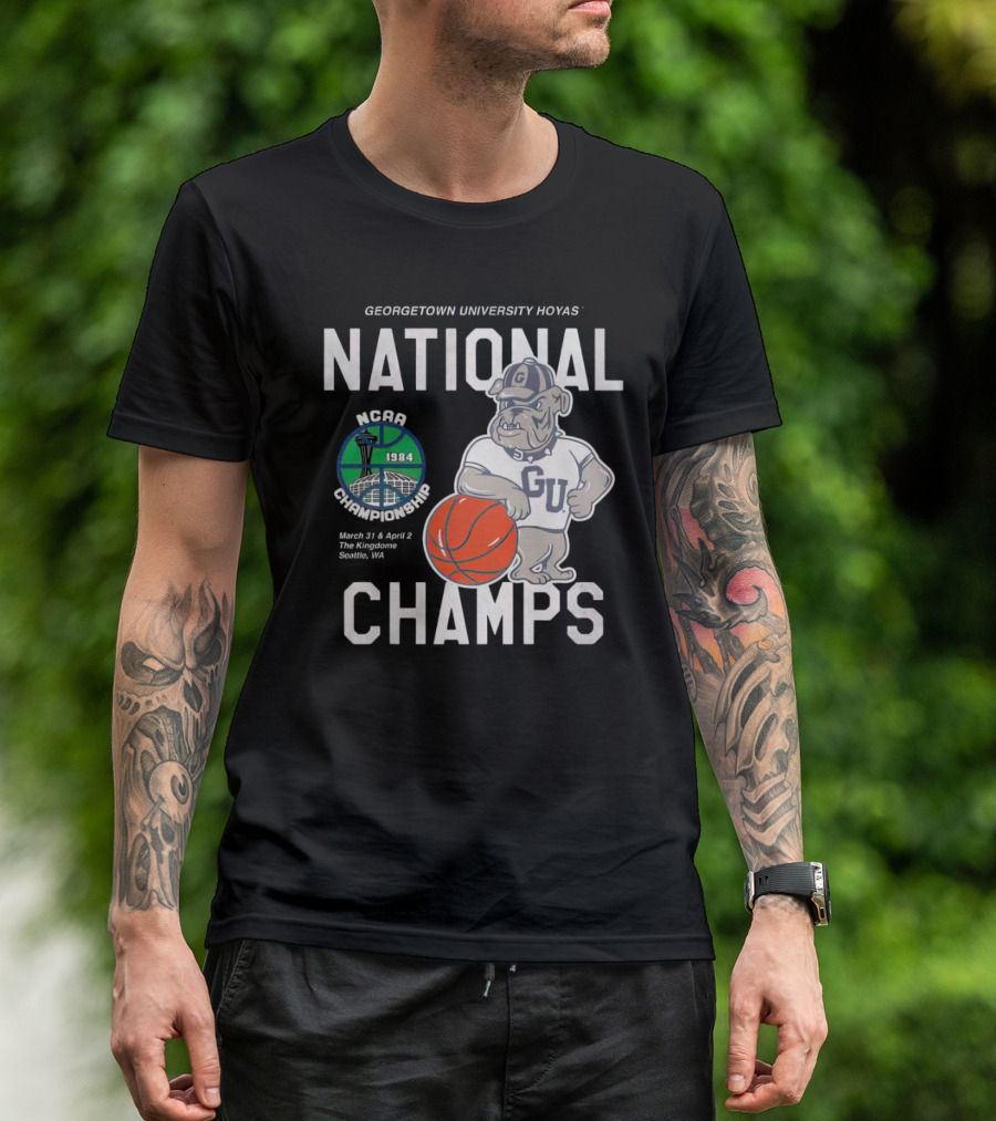 Georgetown University Hoyas National Champs NCAA Championship March 31 And April 2 The Kingdome Seattle WA 1984 T-Shirt