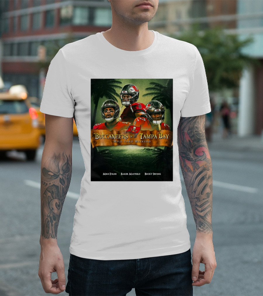 Buccaneers of Tampa Bay Wild Card Weekend Mike Evans Baker Mayfield Bucky Irving T-Shirt