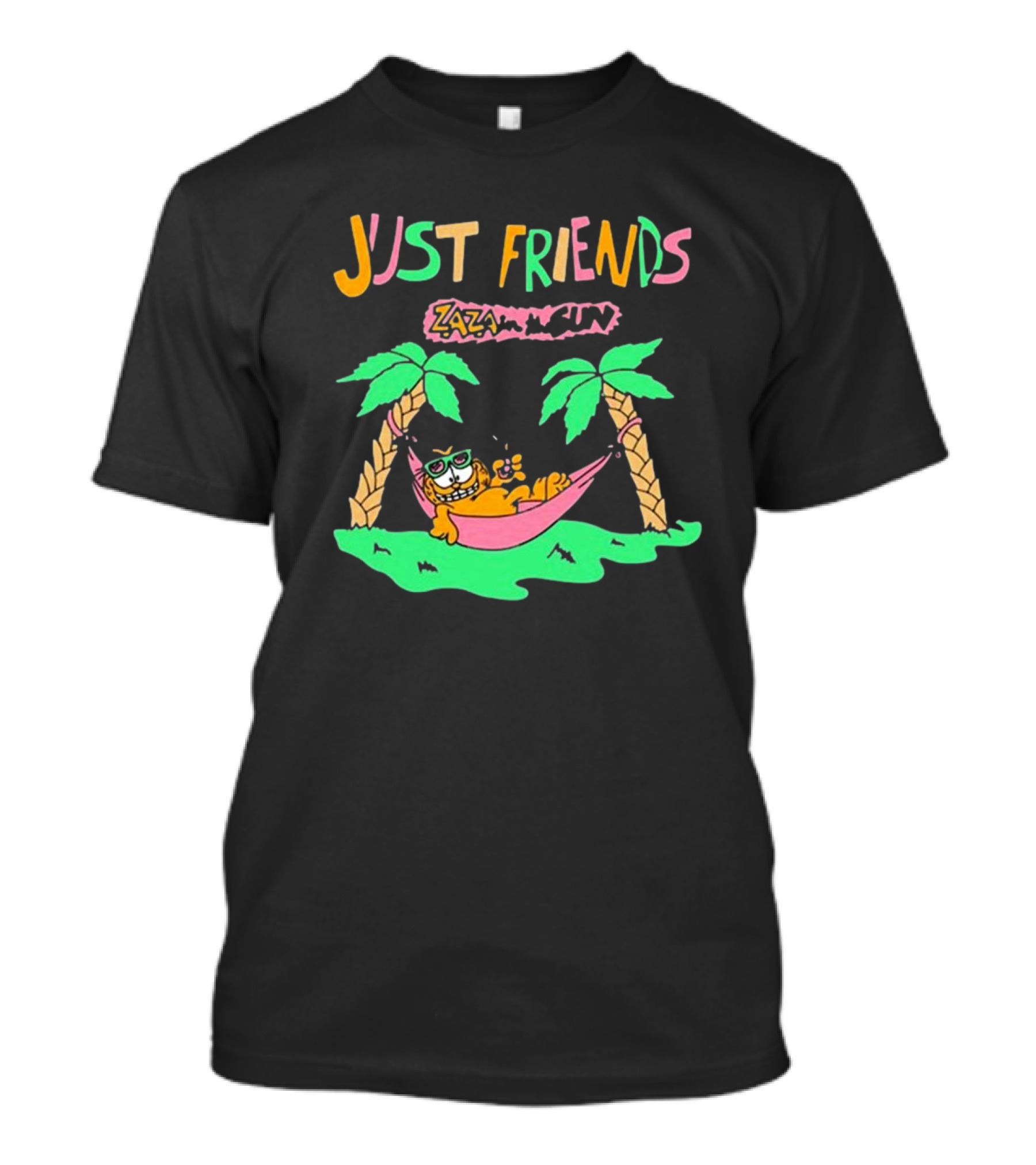 Just Friends Zaza In The Sun Relaxing Hammock Cartoon Palms T-Shirt