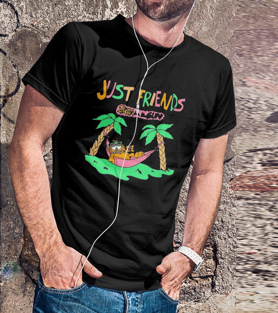 Just Friends Zaza In The Sun Relaxing Hammock Cartoon Palms T-Shirt