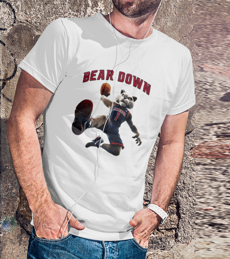 Bear Down Arizona Wildcats 2025 Basketball Mascot T-Shirt