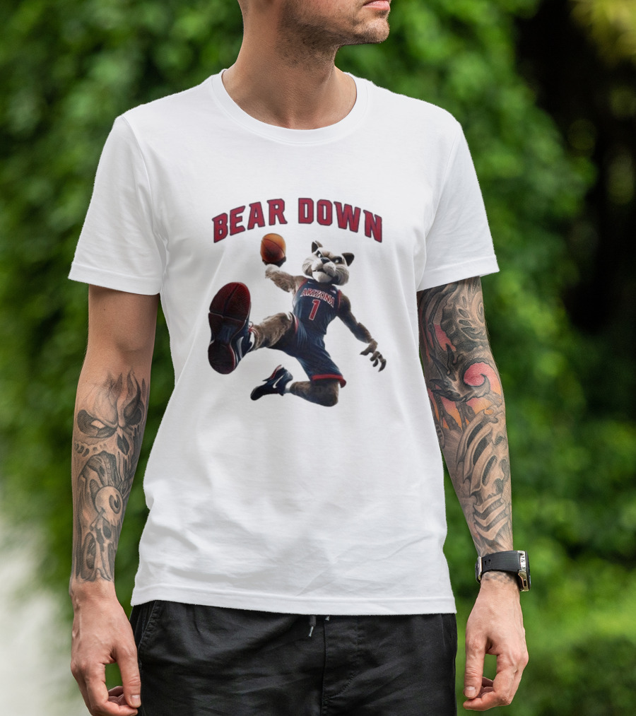 Bear Down Arizona Wildcats 2025 Basketball Mascot T-Shirt