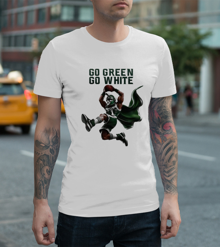 Michigan State Spartans Go Green Go White Football Mascot 2025 T-Shirt