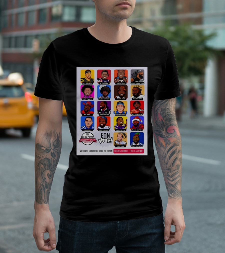 Alan Page Community Award 2024-25 Fan Vote Alex Highsmith K.J. Osborn Jordan Hicks Alexander Mattison T-Shirt