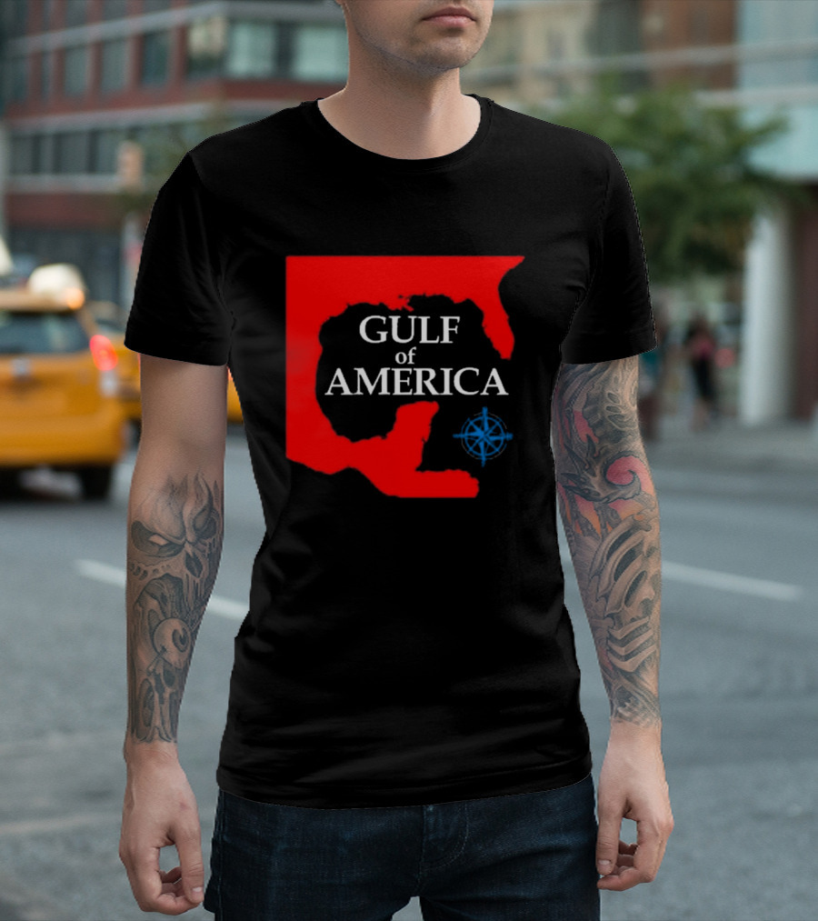 Gulf Of America Mark Kaye 2025 Map Compass T-Shirt