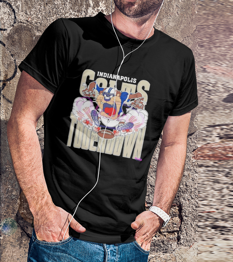 Indianapolis Colts Touchdown NFL Tasmanian Devil 2025 Football Cartoon T-Shirt