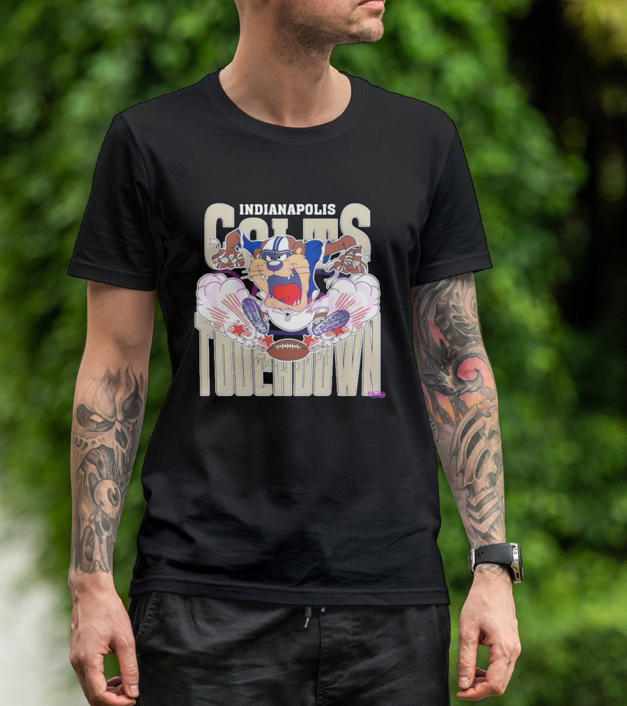 Indianapolis Colts Touchdown NFL Tasmanian Devil 2025 Football Cartoon T-Shirt