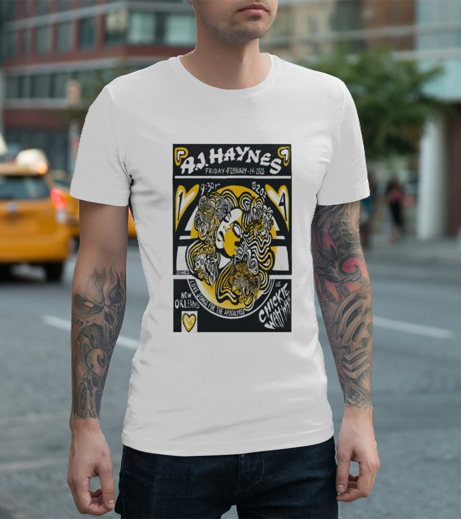 AJ Haynes Live at Chickie Wah Wah New Orleans February 14 2025 Lovesongs for the Apocalypse T-Shirt