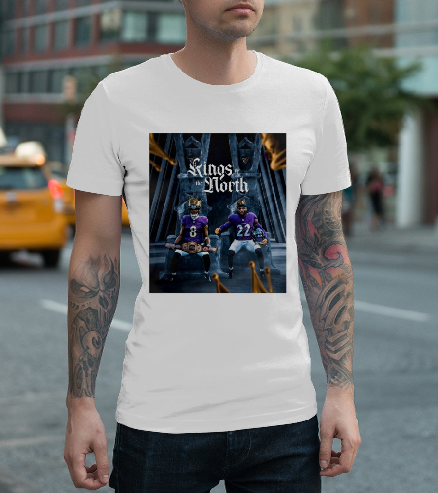 Kings of the North Baltimore Ravens Lamar Jackson Derrick Henry Moving On T-Shirt