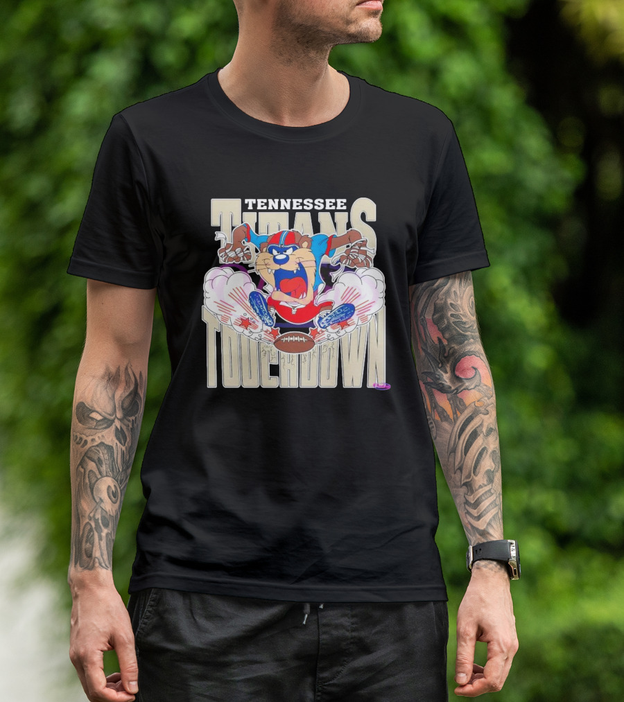 Tennessee Titans Touchdown NFL Tasmanian Devil 2025 Football Cartoon T-Shirt