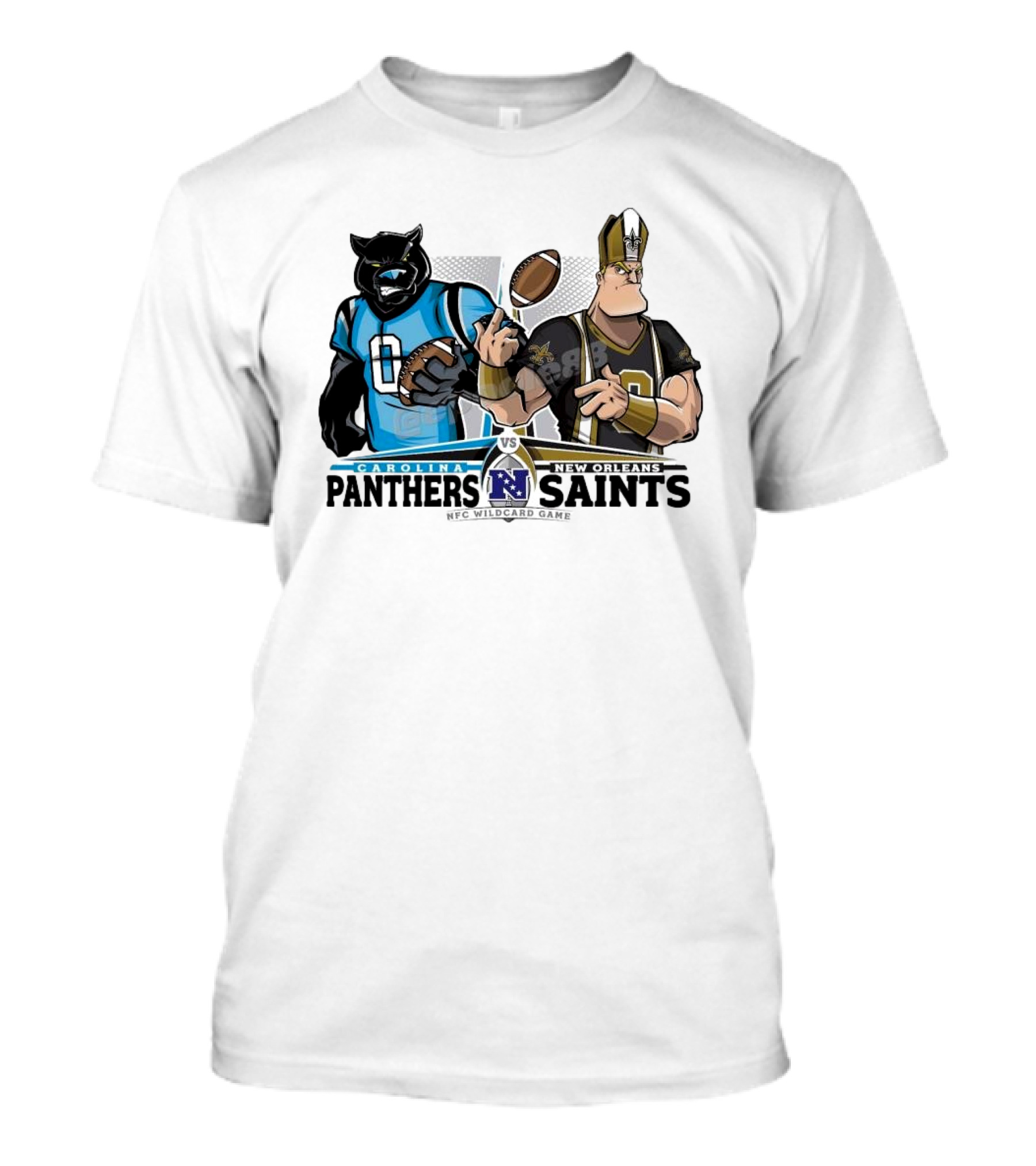 Carolina Panthers Vs New Orleans Saints NFC Wildcard Game Mascot Showdown NFL Playoffs T-Shirt