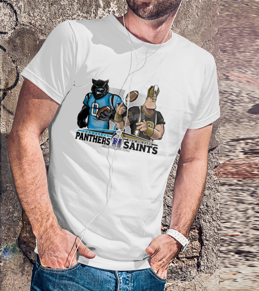 Carolina Panthers Vs New Orleans Saints NFC Wildcard Game Mascot Showdown NFL Playoffs T-Shirt