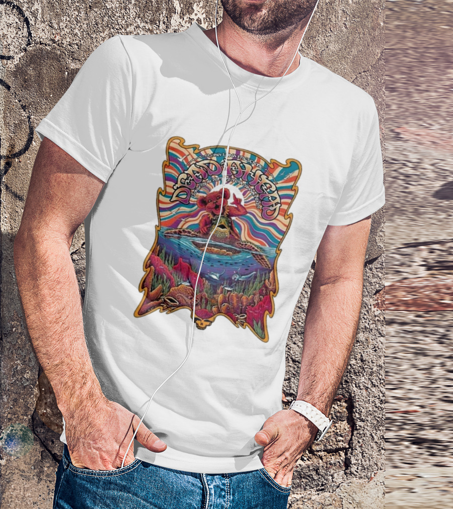 Dead Ahead Festival January 10 2025 Riviera Cancún Mexico Vibrant Turtle And Dancing Bear Psychedelic T-Shirt