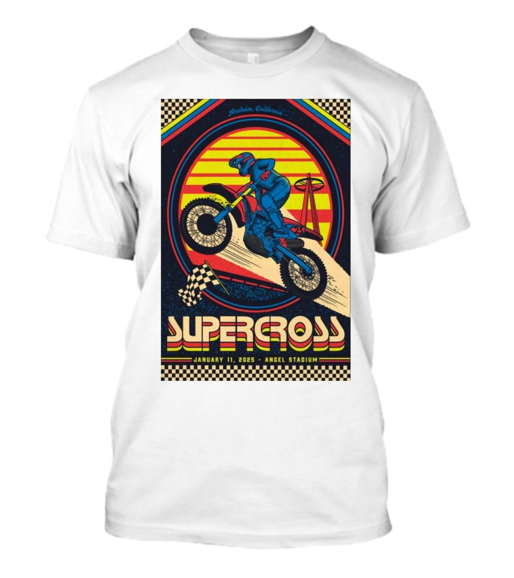 Supercross January 11 2025 Angel Stadium Anaheim California Vintage Motorcycle Motocross Racing T-Shirt