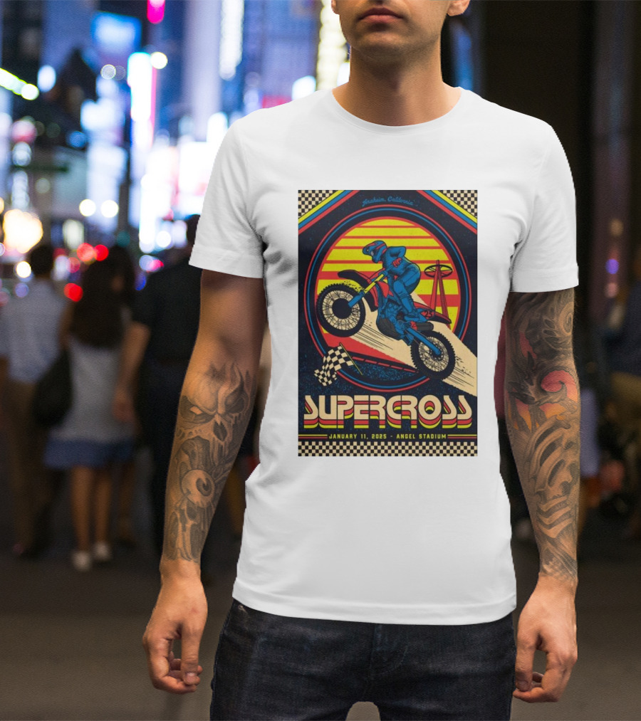 Supercross January 11 2025 Angel Stadium Anaheim California Vintage Motorcycle Motocross Racing T-Shirt