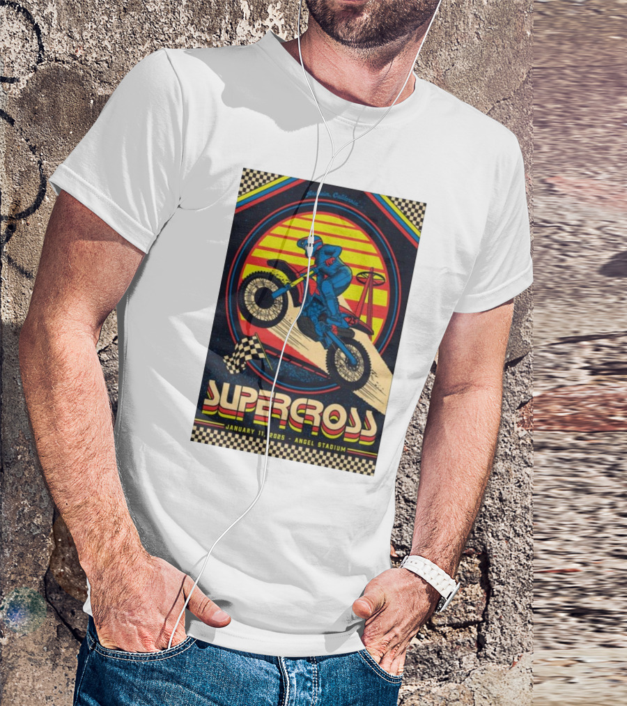 Supercross January 11 2025 Angel Stadium Anaheim California Vintage Motorcycle Motocross Racing T-Shirt