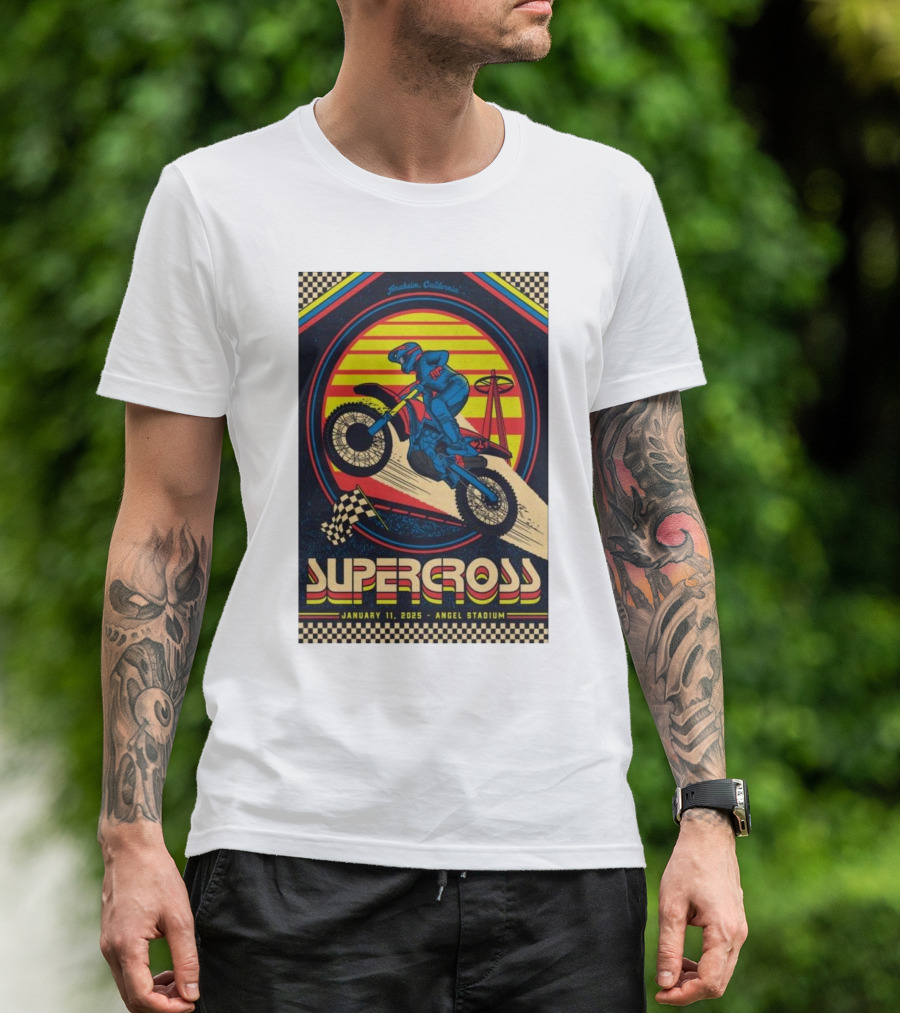 Supercross January 11 2025 Angel Stadium Anaheim California Vintage Motorcycle Motocross Racing T-Shirt