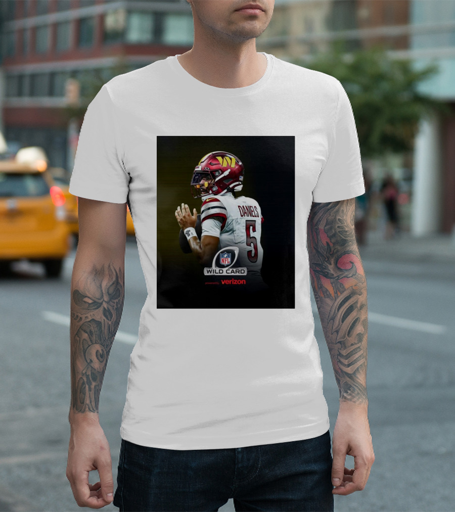Washington Commanders NFL Wild Card Jayden Daniels Rookie Season Playoff T-Shirt