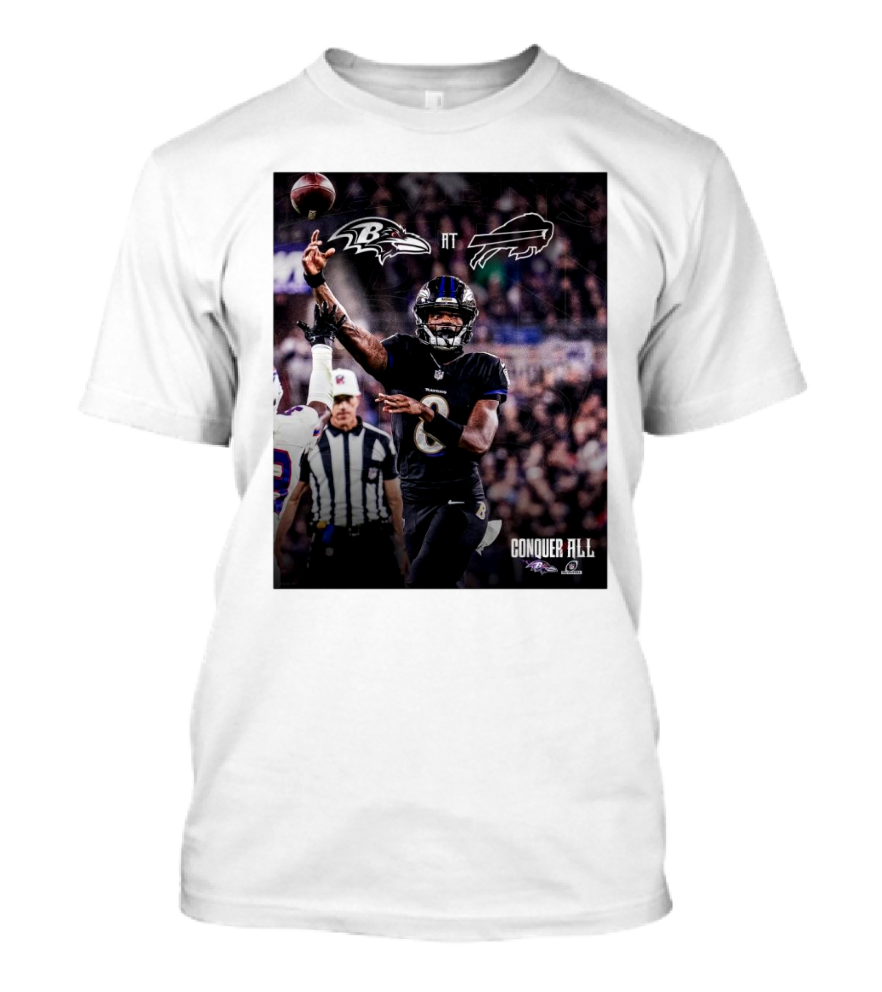 Lamar Jackson Baltimore Ravens At Buffalo Bills Conquer All NFL Playoffs T-Shirt