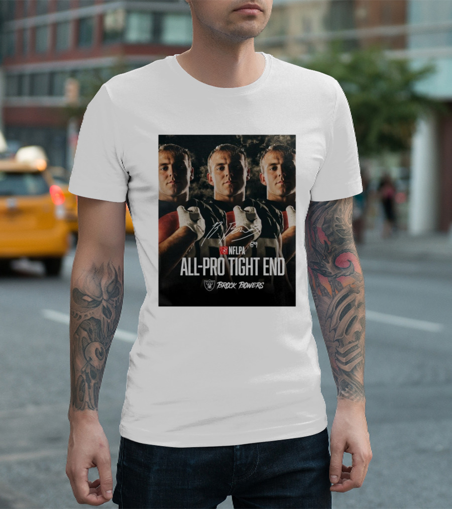 Las Vegas Raiders NFLPA All-Pro Tight End Brock Bowers Signature T-Shirt