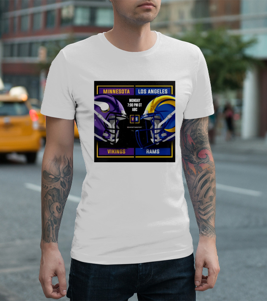 Minnesota Vikings Vs Los Angeles Rams Monday 7:00 PM CT ABC Sports Report T-Shirt