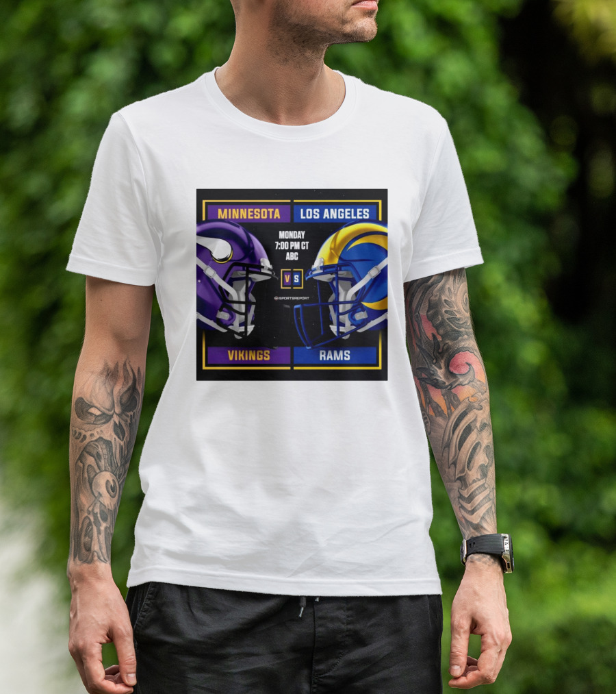 Minnesota Vikings Vs Los Angeles Rams Monday 7:00 PM CT ABC Sports Report T-Shirt