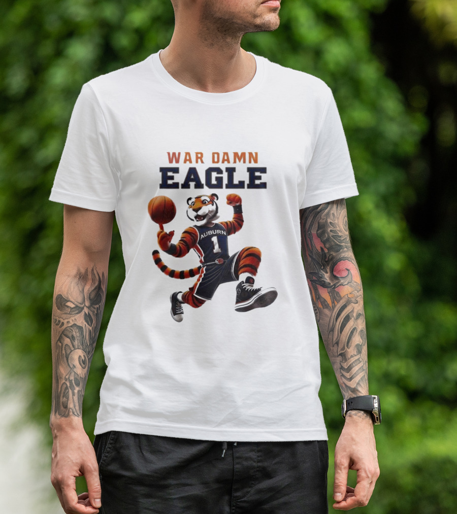 Auburn Tigers War Damn Eagle 2025 Basketball Mascot NCAA T-Shirt