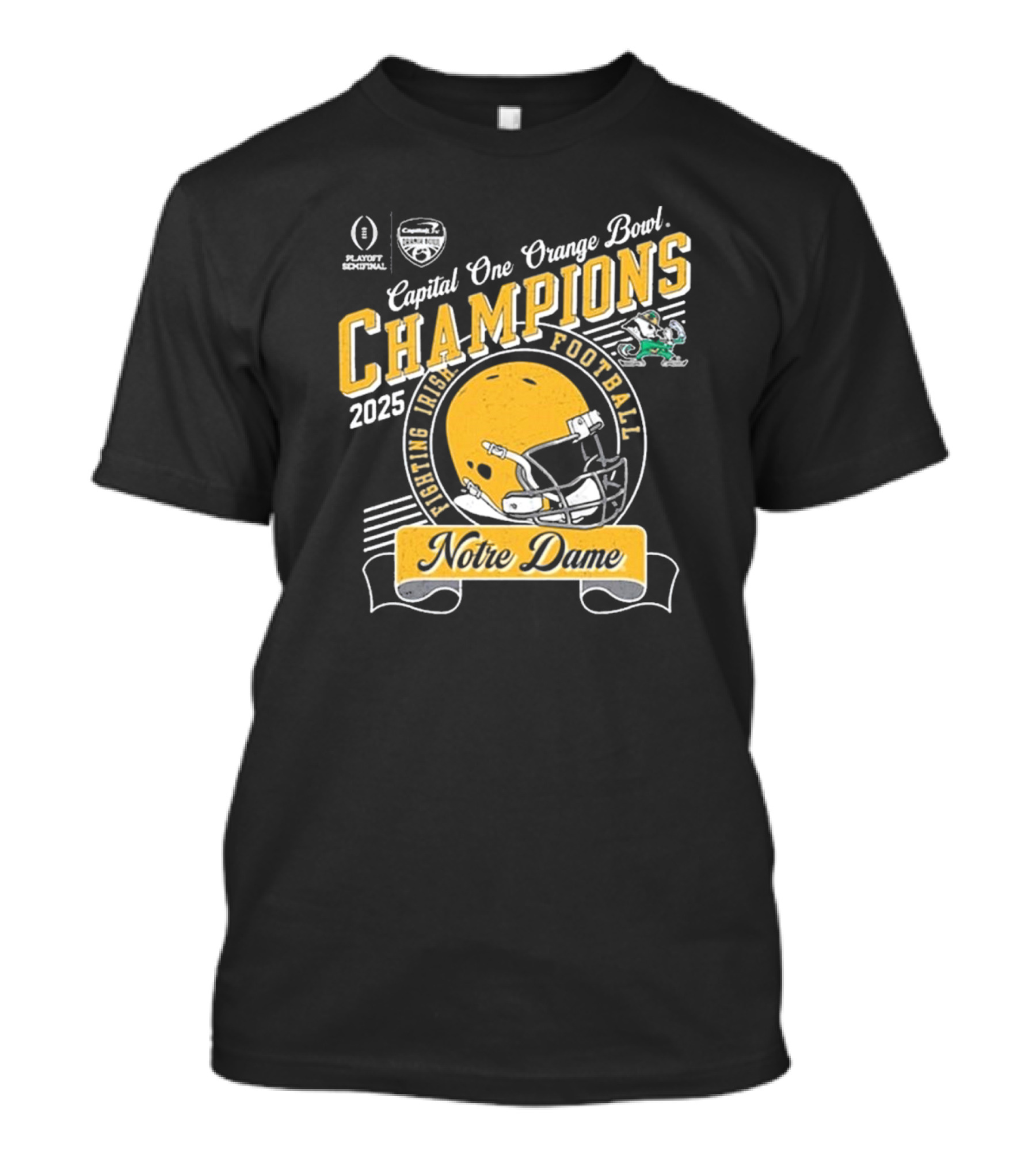 Notre Dame Fighting Irish Football 2025 Playoff Semifinal Capital One Orange Bowl Champions Helmet T-Shirt