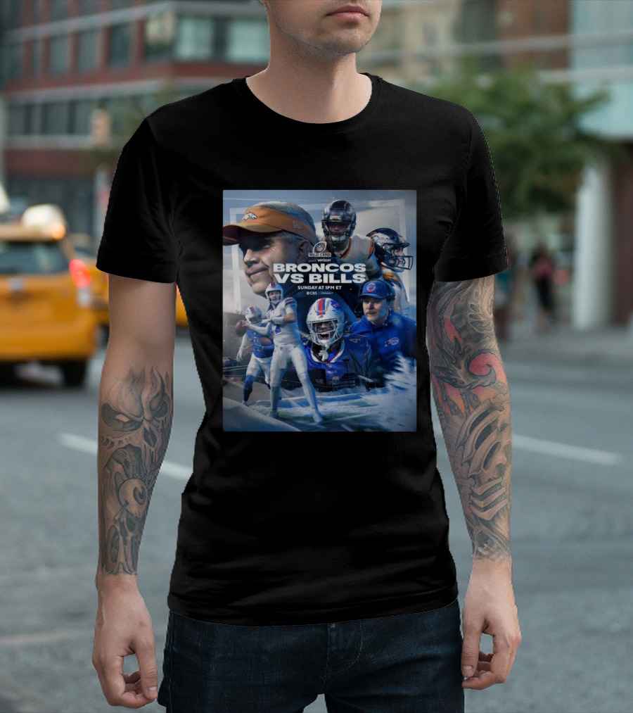 Broncos Vs Bills NFL Wild Card Sunday 2025 on CBS Sports 1PM ET T-Shirt