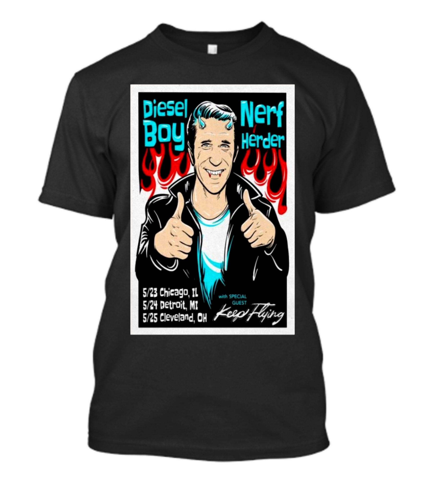 Diesel Boy And Nerf Herder Midwest Tour With Keep Flying May 2025 Chicago Detroit Cleveland T-Shirt